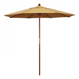 Pemberly Row 7.5' Push Lift Wood Pole Patio Umbrella - Performance Fabric Wheat