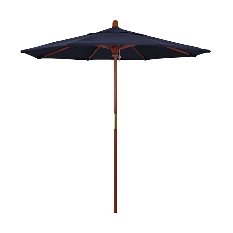 Pemberly Row 7.5' Performance Fabric Push Lift Patio Umbrella in Navy