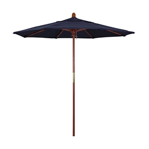 Pemberly Row 7.5' Performance Fabric Push Lift Patio Umbrella in Navy