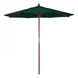 Pemberly Row 7.5' Push Lift Wood Pole Patio Umbrella - Performance Fabric Green