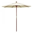 Pemberly Row 7.5' Push Lift Wood Pole Performance Fabric Canvas Patio Umbrella