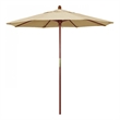 Pemberly Row 7.5' Push Lift Wood Pole Performance Fabric Sesame Patio Umbrella