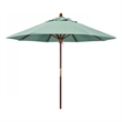 Pemberly Row 9' Push Lift Wood Pole Patio Umbrella in Performance Fabric Mist