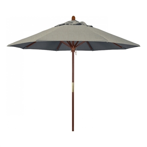 Pemberly Row 9' Push Lift Wood Pole Patio Umbrella in Performance Fabric Dove