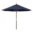 Pemberly Row 9' Push Lift Wood Pole Patio Umbrella in Performance Fabric Indigo
