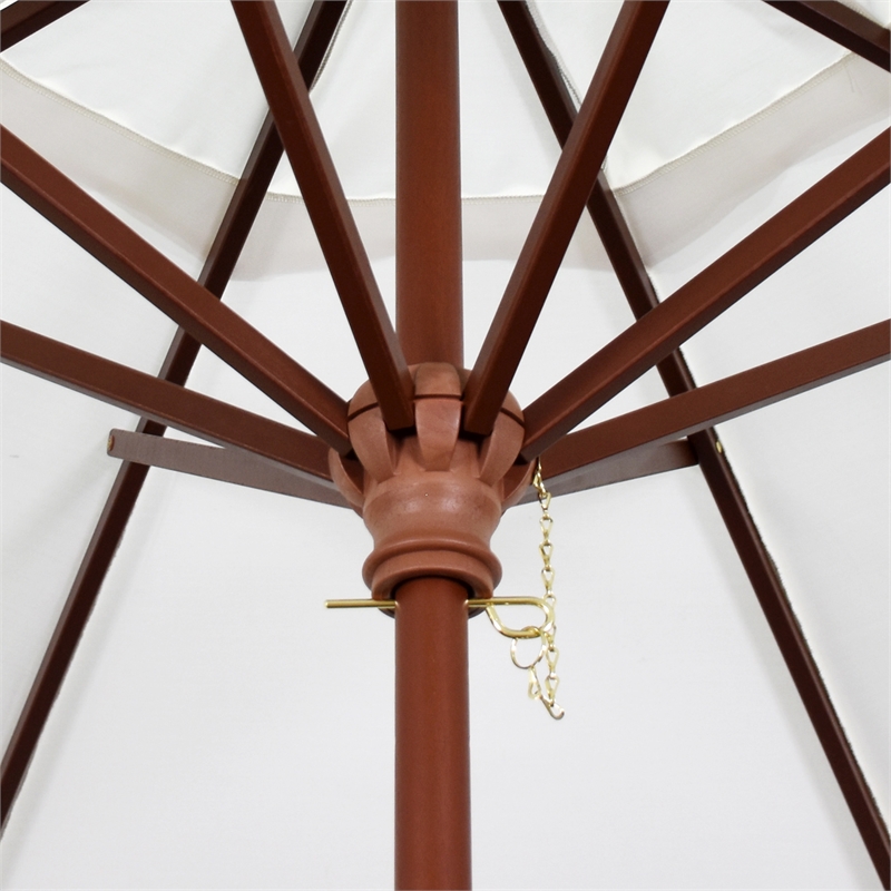 Pemberly Row 9' Push Lift Wood Pole Patio Umbrella in Performance Fabric Henna