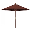 Pemberly Row 9' Push Lift Wood Pole Patio Umbrella in Performance Fabric Henna