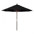 Pemberly Row 9' Push Lift Wood Pole Patio Umbrella in Performance Fabric Black