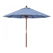 Pemberly Row 9' Push Lift Wood Pole Patio Umbrella in Performance Fabric Blue