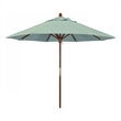 Pemberly Row 9' Push Lift Wood Pole Patio Umbrella in Performance Fabric Spa
