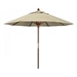 Pemberly Row 9' Push Lift Wood Pole Patio Umbrella in Performance Fabric Beige
