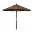 Pemberly Row 9' Push Lift Wood Pole Patio Umbrella in Performance Fabric Cocoa
