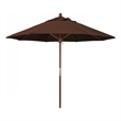 Pemberly Row 9' Push Lift Wood Pole Patio Umbrella in Performance Fabric Brown