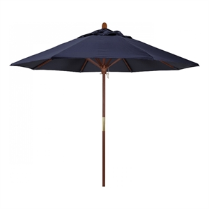 Pemberly Row 9' Push Lift Wood Pole Patio Umbrella in Performance Fabric Navy
