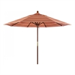 Pemberly Row 9' Push Lift Wood Pole Patio Umbrella in Performance Fabric Mango