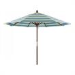 Pemberly Row 9' Push Lift Wood Pole Patio Umbrella - Performance Fabric Seaside