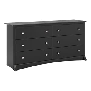 Pemberly Row Contemporary Wood Black 6 Drawer Double Dresser
