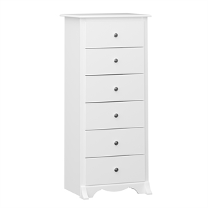 Pemberly Row Contemporary Engineered Wood 6 Drawer Chest in White