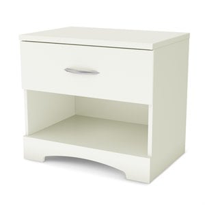 Pemberly Row Contemporary Engineered Wood Nightstand in Pure White