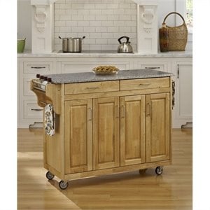 Pemberly Row Contemporary Wood Rolling Kitchen Cart in Brown