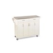 Pemberly Row Contemporary Wood Kitchen Cart in Off White Finish