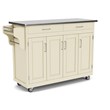 Pemberly Row Contemporary Wood Kitchen Cart in Off White Finish