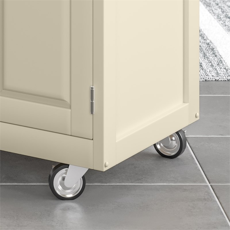 Pemberly Row Contemporary Wood Kitchen Cart in Off White Finish