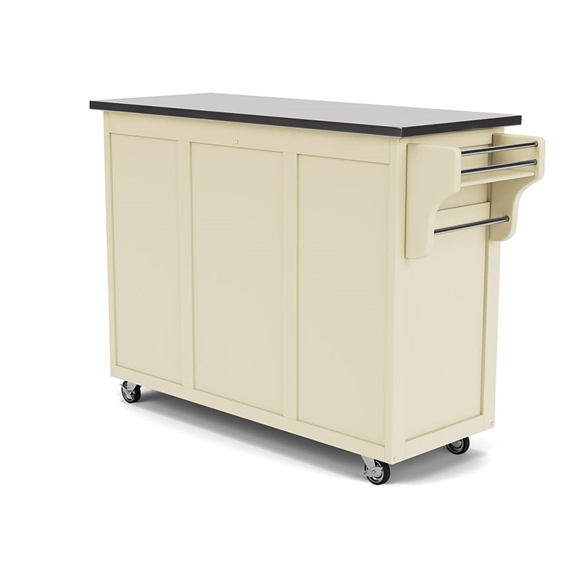 Pemberly Row Contemporary Wood Kitchen Cart in Off White Finish