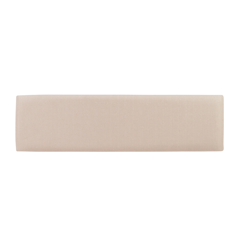 Pemberly Row Sturdy Wood Bench Tan Upholstered Seat in Grey Oak Stain