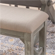Pemberly Row Sturdy Wood Bench Tan Upholstered Seat in Grey Oak Stain