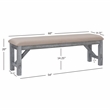Pemberly Row Sturdy Wood Bench Tan Upholstered Seat in Grey Oak Stain