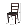 Pemberly Row Ladderback Dining Chair in Rich Mocha(set of 2)