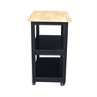 Pemberly Row Contemporary Microwave Cart in Black / Natural Finish