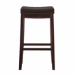 Pemberly Row Backless Bar Stool Brown Faux Leather Wood Frame in Brown Finish