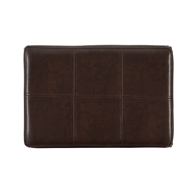Pemberly Row Backless Bar Stool Brown Faux Leather Wood Frame in Brown Finish