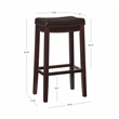 Pemberly Row Backless Bar Stool Brown Faux Leather Wood Frame in Brown Finish