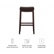 Pemberly Row Backless Bar Stool Brown Faux Leather Wood Frame in Brown Finish