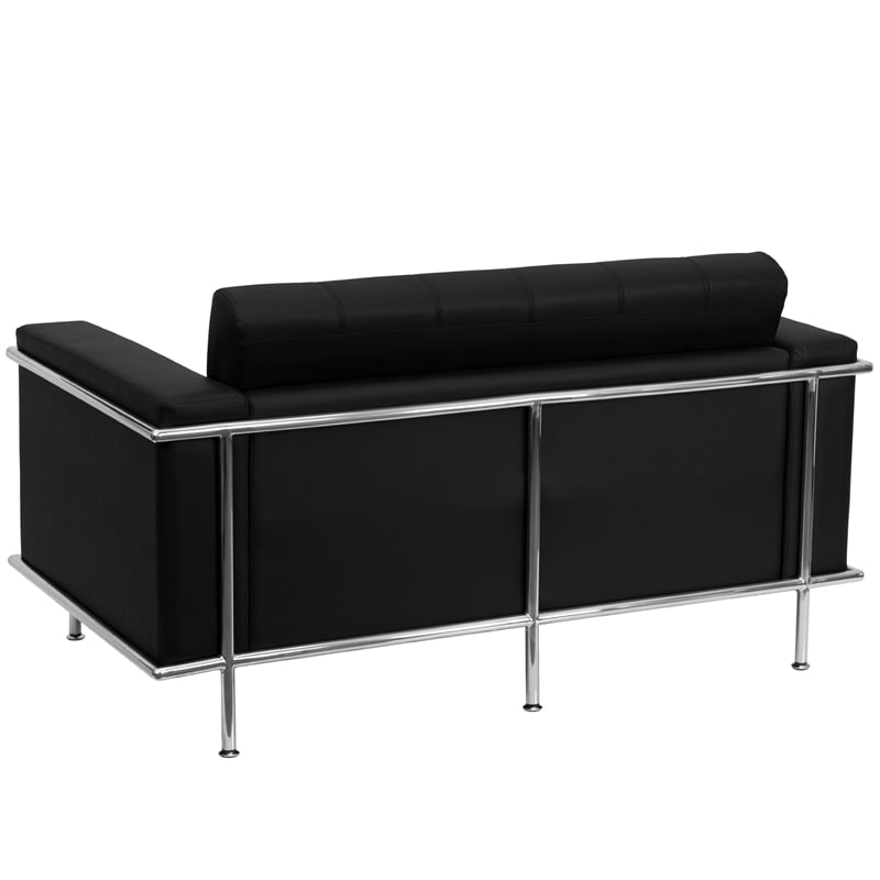 Pemberly Row Contemporary Tufted Seat and Back Loveseat in Black