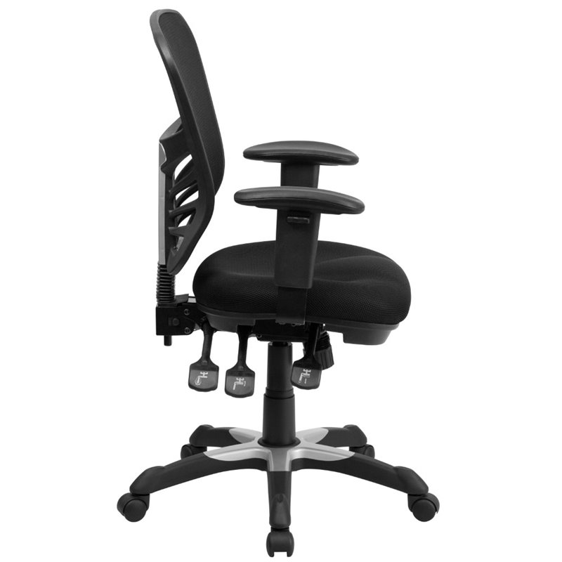 Pemberly Row Contemporary Mid-Back Mesh Office Chair in Black