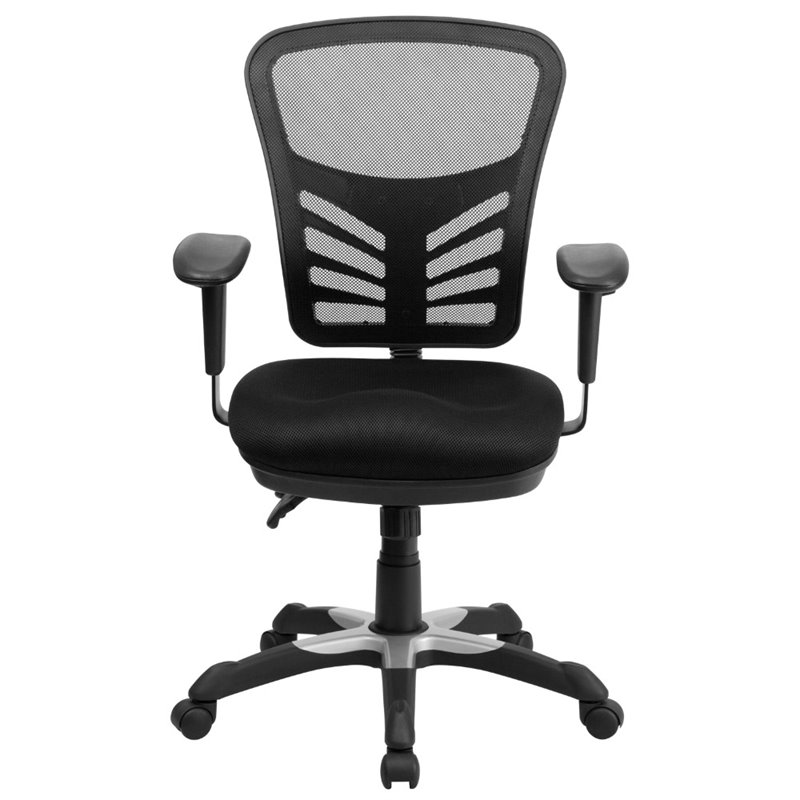 Pemberly Row Contemporary Mid-Back Mesh Office Chair in Black