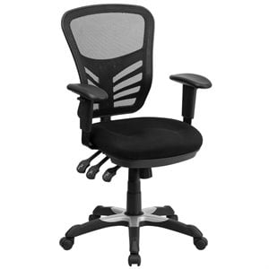 Pemberly Row Contemporary Mid-Back Mesh Office Chair in Black