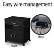Pemberly Row Contemporary Wood Printer Cart in Pure Black Finsih
