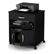 Pemberly Row Contemporary Wood Printer Cart in Pure Black Finsih