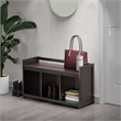 Pemberly Row Storage Transitional Solid Wood Bench in Dark Espresso
