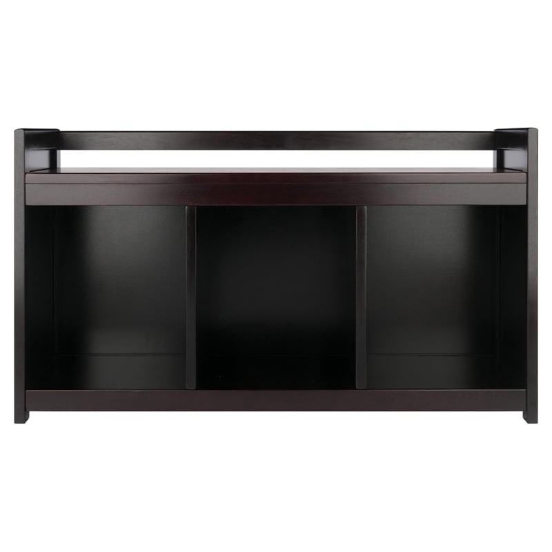 Pemberly Row Storage Transitional Solid Wood Bench in Dark Espresso