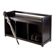 Pemberly Row Storage Transitional Solid Wood Bench in Dark Espresso