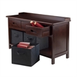 Pemberly Row 4-Piece Storage Transitional Solid Wood Bench in Antique Walnut