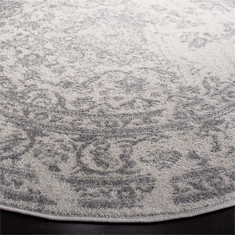 Pemberly Row Contemporary Polypropylene Ivory Area Rug - Round 4'
