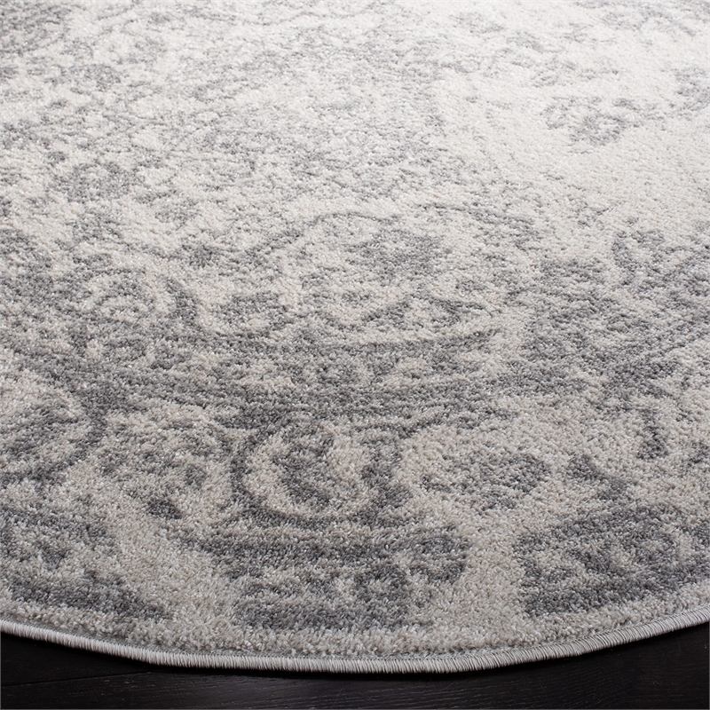 Pemberly Row Contemporary Polypropylene Ivory Area Rug - Round 8'