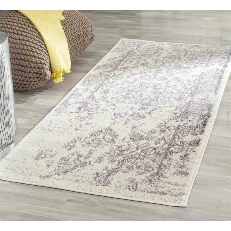 Pemberly Row Contemporary Polypropylene Ivory Area Rug - Runner 2'6